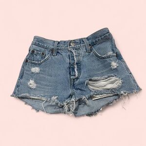 Levi's Vintage Blue Ripped Jean Shorts
